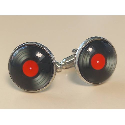 Boutons De Manchettes En Forme Disque De Couleurs Argentée Noire Et Rouge Pour Du Style
