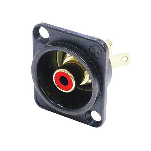 Socle Rca Dans Châssis Type D Chromé Noir, Anneau De Repérage Rouge - Neutrik