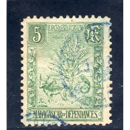 Timbre-Poste De Madagascar (Zébu Et Ravenala, Arbre Du Voyageur)