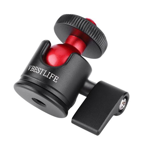 VBESTLIFE Mini rotule pivotante à 360 degrés en métal, support à vis de 1/4 ""pour éclairage de remplissage d'appareil photo reflex numérique