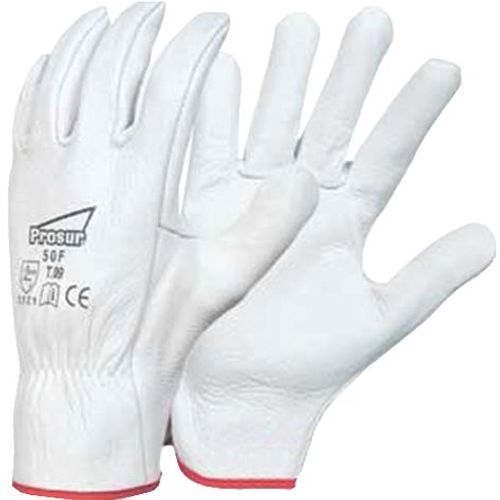 Gant en cuir blanc tout fleur de bovin 50F manutention légère à sec T.10