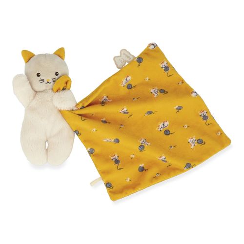 Doudou Carré Douceur Plat Chat Jaune - Kaloo