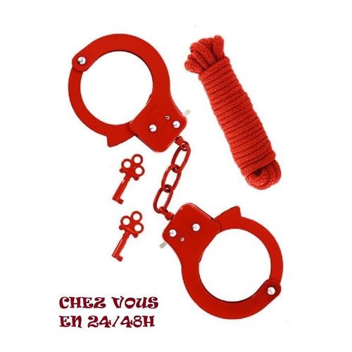 Coffret Bondage Metal Cuffs - Couleur : Rouge