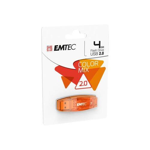 Clé USB 2.0 EMTEC C410 Color Mix 4 Go Orange