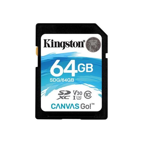 Kingston Canvas Go! - Carte mémoire flash - 64 Go - Video Class V30 / UHS-I U3 / Class10 - SDXC UHS-I