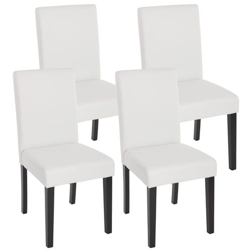 Lot De 4 Chaises De Séjour Littau   Simili-Cuir, Blanc Mat, Pieds Foncés