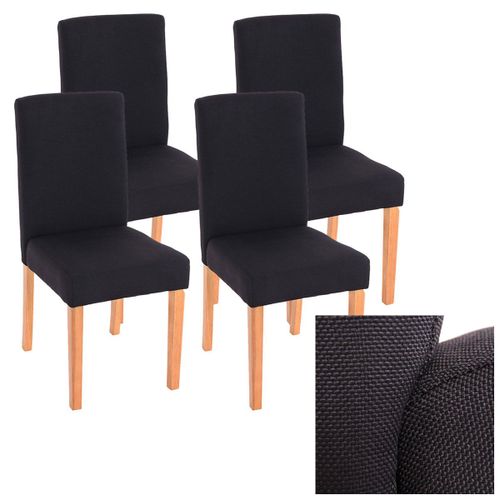 Lot De 4 Chaises De Salle À Manger Littau, Tissu, Noir, Pieds Clairs