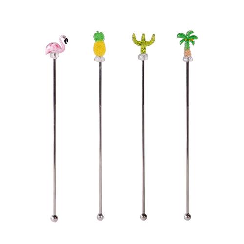 Set De 4 Agitateurs Tropical 20 Cm (1 Modèle Aléatoire)