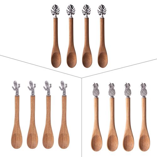 Set De 4 Cuillères Acacia Tropical 12.5 Cm (1 Modèle Aléatoire)