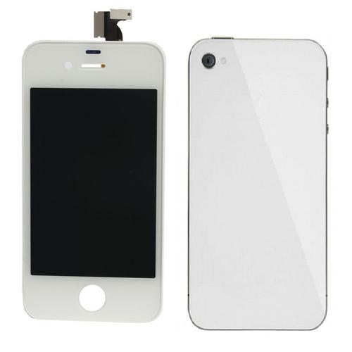 Bloc Lcd Tactile + Grille Anti Poussiere + Vitre Arriere Pour Iphone 4s Blanc