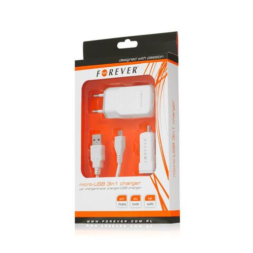 Kit Chargeur Secteur Allume Cigare Cable Mini Usb Forever Noir