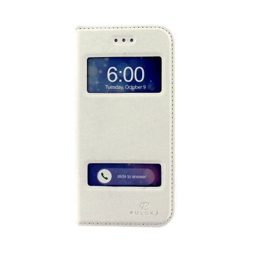 Etui Folio Serie Magnet Puloka Avec Double Fenetre Pour Apple Iphone 6 Blanc