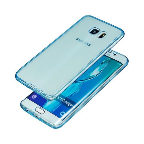Coque Silicone Bleu Transaparente Avant Et Arrière Pour Samsung Galaxy S6 G920