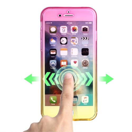 Coque Silicone Avant Et Arrière Pour Apple Iphone 6 Plus 6s Plus De Couleur Jaune Et Rose Transaparent