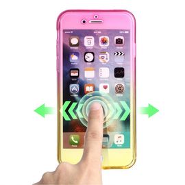 Coque Silicone Avant Et Arrière Pour Apple Iphone 7 Plus De Couleur Jaune Et Rose Transaparent