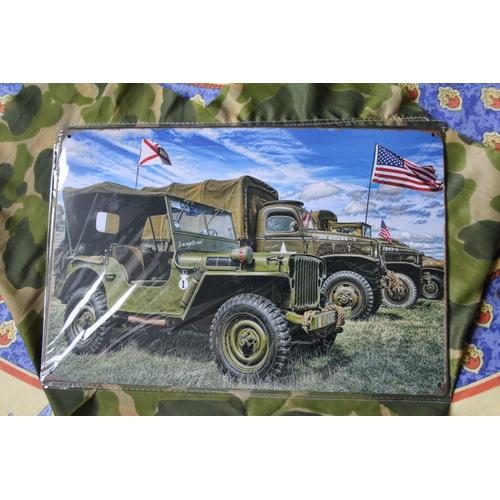 Plaque Publicitaire En Metal Jeep Willys / Gmc / Sous Blister Neuf