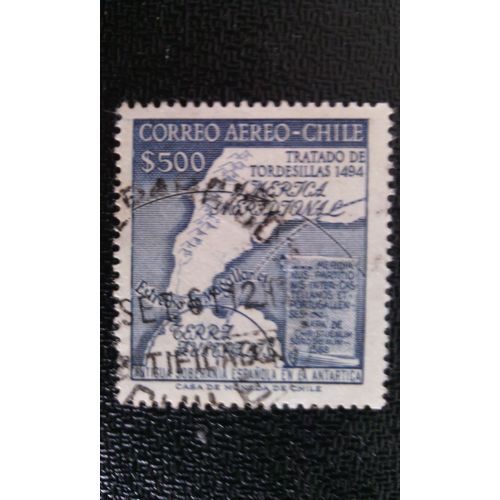 Timbre Chili ( Yt Pa 177 ) 1958 Carte De L'antarctique