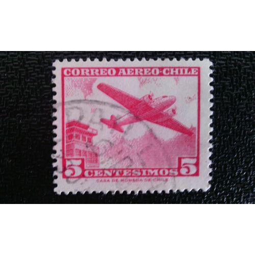 Timbre Chili ( Yt Pa 204b ) 1964 Avion Et Tour De Contrôle