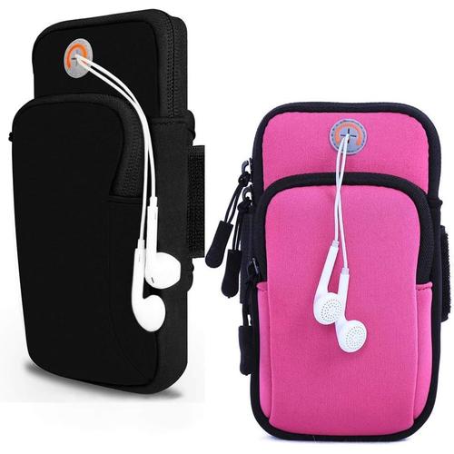 2pcs Fitness Bras Sport Porte Monnaie Pochette Sac Smartphone Portable Jusqu'à 6 Pouces, Compatible Avec Iphone 6s 7 8 Xs X Plus, Samsung Galaxy S7 S8 S9, Edge, Note 8, Pixel 2, Huawei