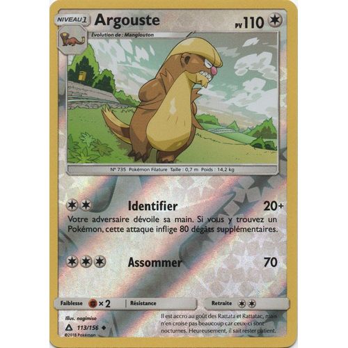 Carte Française Argouste Reverse 113/156 Série Ultra Prisme Pokemon