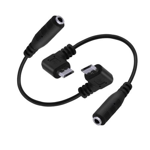 Lot de 2 câbles micro USB vers 3,5 mm, mini USB mâle à 5 broches vers 4 pôles 3,5 mm femelle pour écouteurs, microphone actif, micro, etc