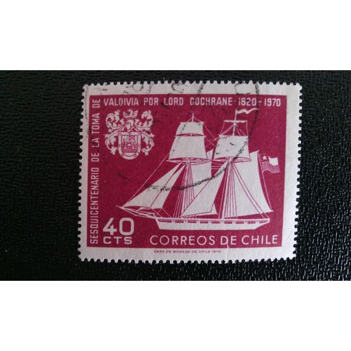 Timbre Chili ( Yt 343 ) 1970 Capture De La Ville De Valdivia Par Lord Thomas Cochrane