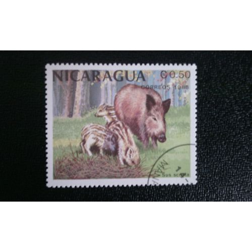 Timbre Nicaragua ( Yt 1507 ) 1988 Sanglier (Sus Scrofa)