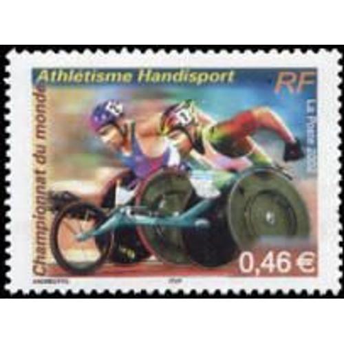 Sport : Championnat Du Monde D'athlétisme Handisport Au Stadium Lille-Métropole : Course En Fauteuils Roulants Année 2002 N° 3495 Yvert Et Tellier Luxe