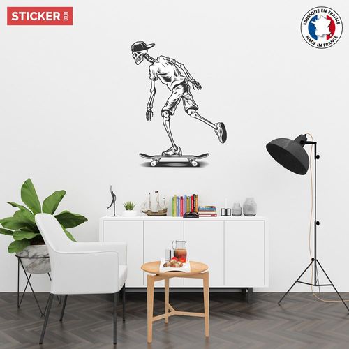 Sticker Skate Squelette Black Planche XL (Hauteur 98cm, Largeur 74,5cm)