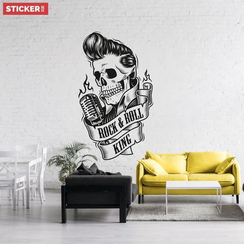 Sticker Rock Roll King M (Hauteur 58cm, Largeur 34cm)