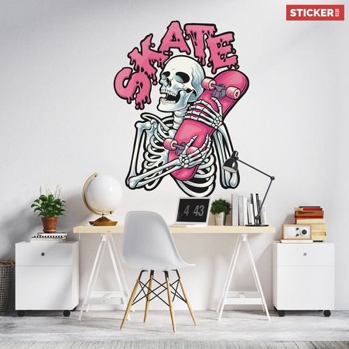 Sticker Skate Graffiti Squelette XL (Hauteur 98cm, Largeur 74,5cm)