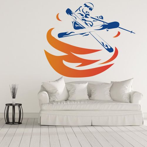 Sticker Skieur Enflamm? S (Largeur 38cm, Hauteur 31cm)