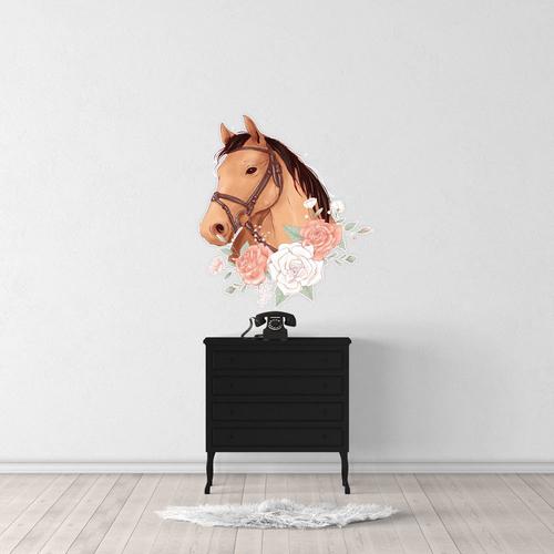 Sticker Cheval Roses S (Largeur 34cm, Hauteur 38cm)