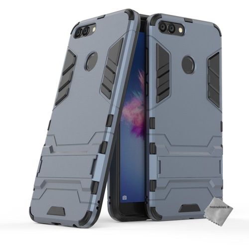 Housse Etui Coque Rigide Anti Choc Pour Huawei P Smart + Verre Trempe - Bleu Fonce