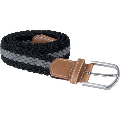 Ceinture Tress?E ?Lastiqu?E - Kp805 - Noir Et Gris