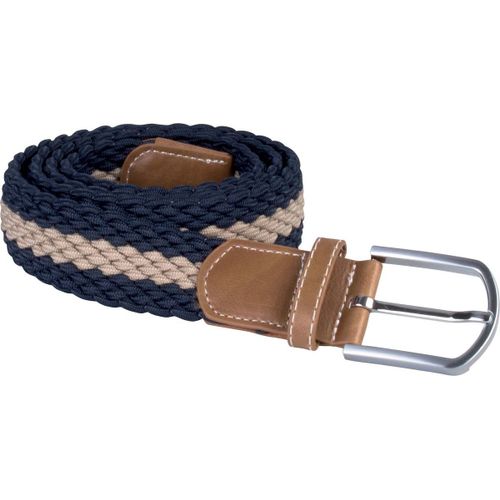 Ceinture Tress?E ?Lastiqu?E - Kp805 - Bleu Marine Et Beige