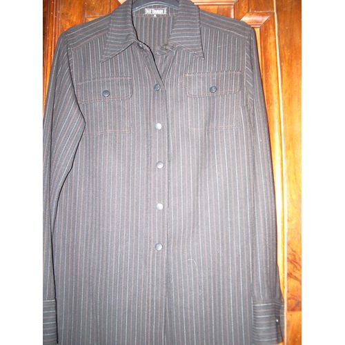 Chemise Bill Tornade Taille M Noire Rayée Blanc/Marron