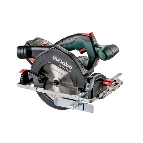 Metabo KS 18 LTX 57 Scie circulaire portative sans fil 2x18V/5.2Ah Li-Ion, Chargeur ASC 30-36 V, MetaLoc - 601857700