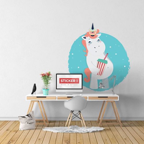 Sticker Licorne Junk Food XL (Largeur 88.5cm, Hauteur 98cm)