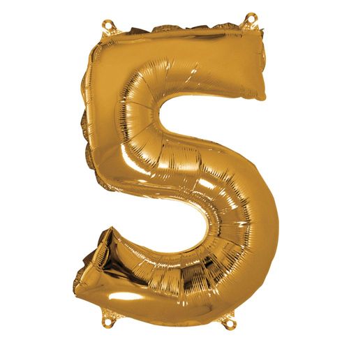 Ballon Chiffre 5, 40cm, 1pce. , or