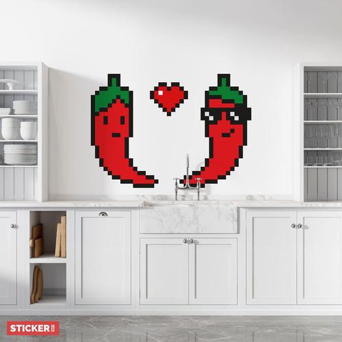 Stickers Piments Pixel XXL (Hauteur 128cm, Largeur 180cm)