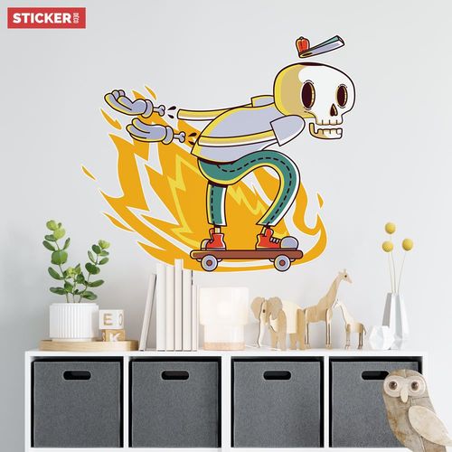 Stickers Skater Squelette S (Largeur 38cm, Hauteur 33cm)