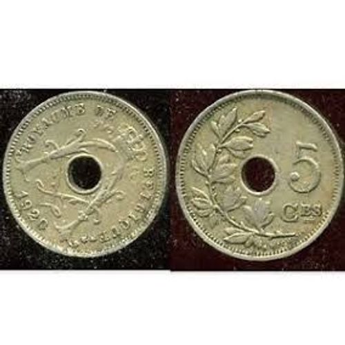 Belgique = Pièce De 5 Centimes, En Nickel, Année 1920, Légende Royaume De Belgique,