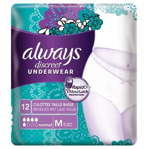 Always Lot De 12 Culottes Fuites Urinaires - Taille Basse Normale 