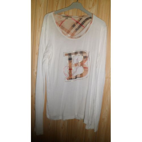 Maillot Femme Burburry. Taille M. Coton. Manches Longues. D'Occasion : État Correct.