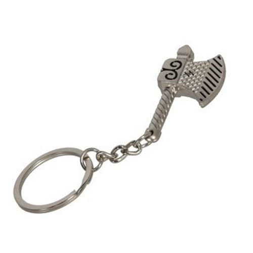 Porte-clés en argent hache hache de guerre décorée hache de bataille YSK1059