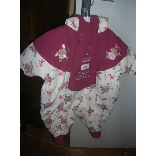 Combinaison L&#39ourson Volant Doublée À Capuche Coton 6 Mois Multicolore