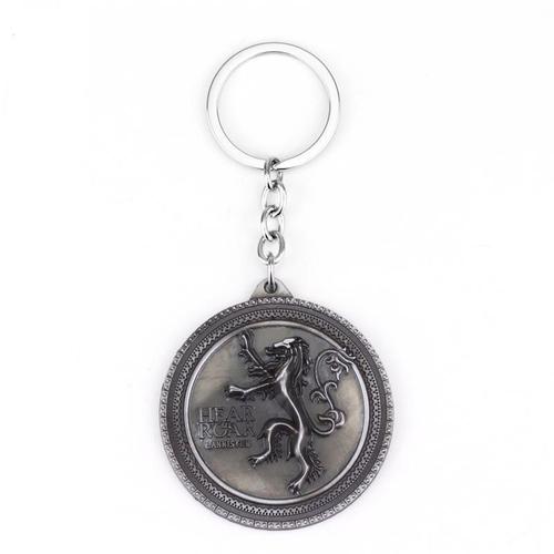 Neuf emblèmes familiaux majeurs autour du cinéma et de la télévision, tête de loup, porte-clés dragon à trois têtes, cadeau pendentif en alliage YSKB614