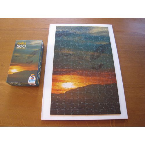 Puzzle 200 Pièces " Mouette En Vol Au Coucher De Soleil"