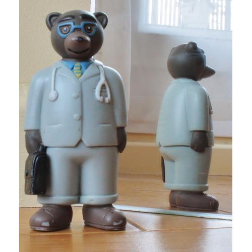 Figurine De Petit Ours Brun - Le Docteur En Tenue Grise